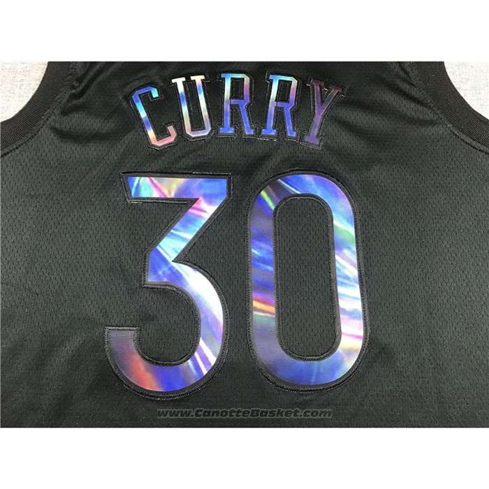 Maglia Golden State Warriors Stephen Curry #30 Iridescent Logo Nero